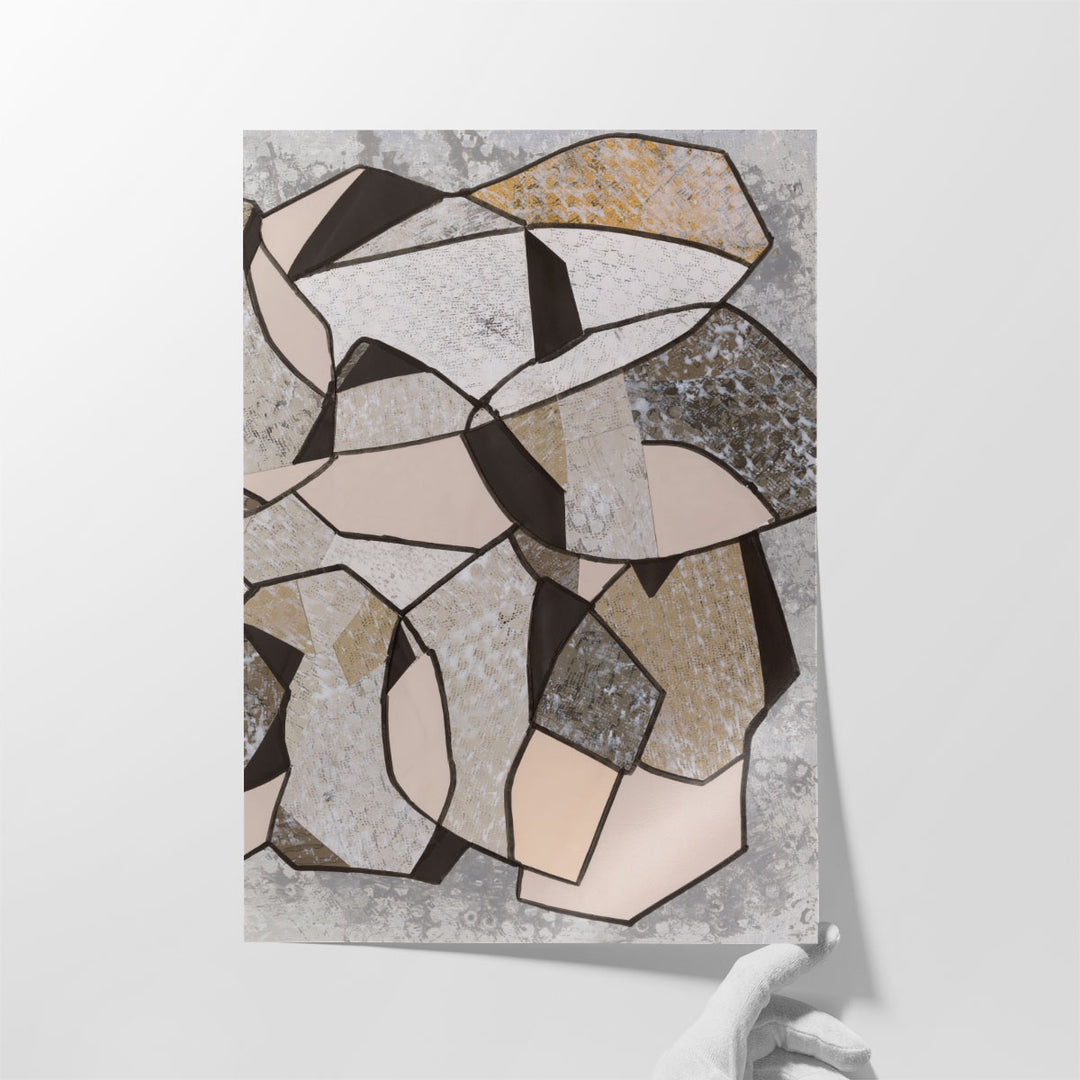 Large Canvas Artwork for Entryway – oversized geometric cubism piece