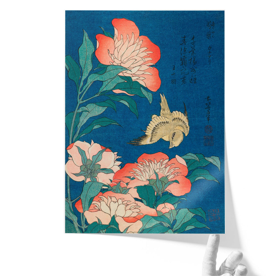 Peonies And Canary, 1833 - Canvas Print Wall Art