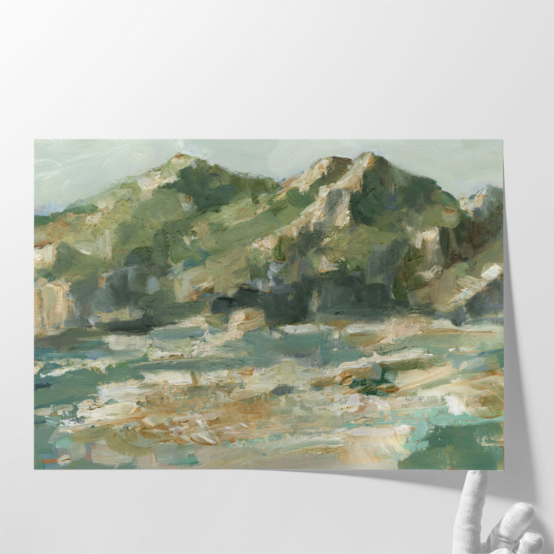 Large landscape canvas print for living room with rocky hills