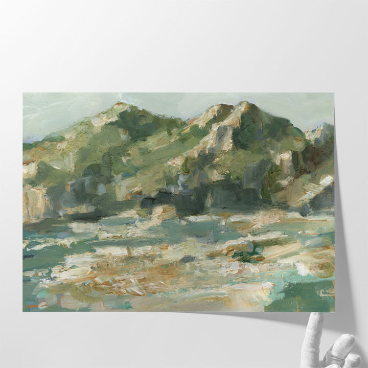 Large landscape canvas print for living room with rocky hills