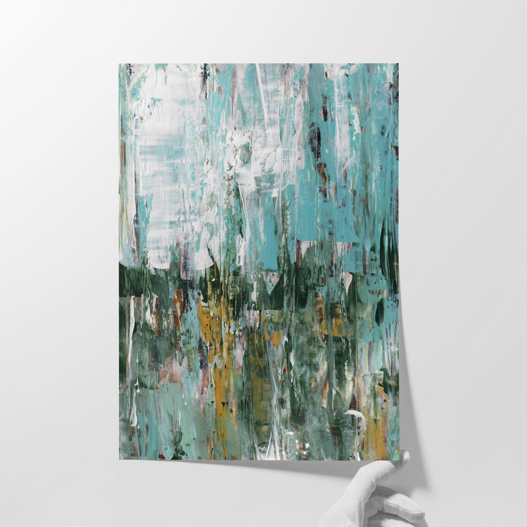Paintings for living room in neutral and blue palette