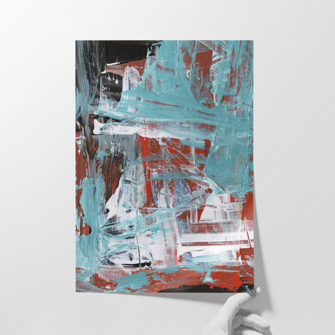 Blue Brown White Wall Art – modern watercolor with layered motion