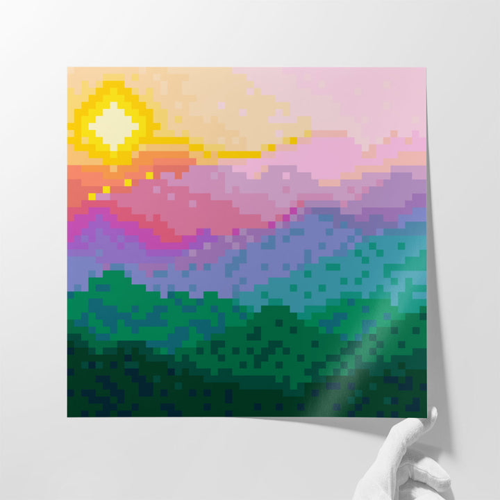 Geometric landscape canvas prints for entryway