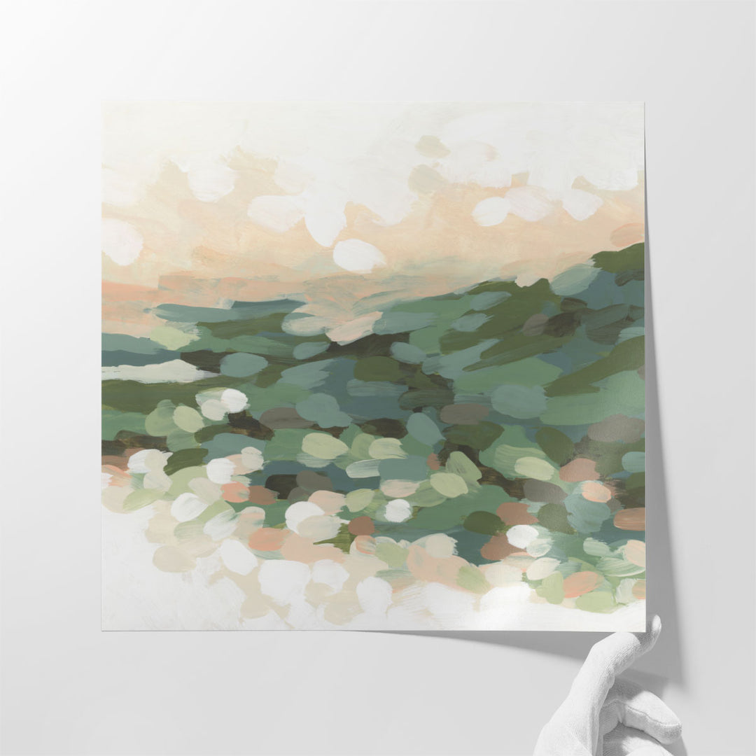 Big Contemporary Prints for Bedroom – oversized green abstract landscape