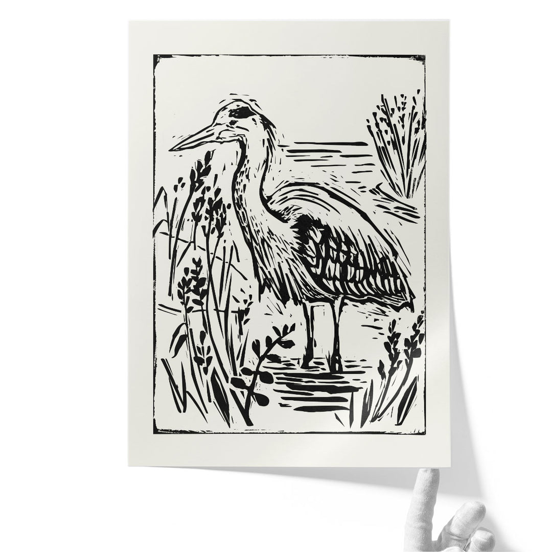 Linocut Style Seabird I - Canvas Print Wall Art