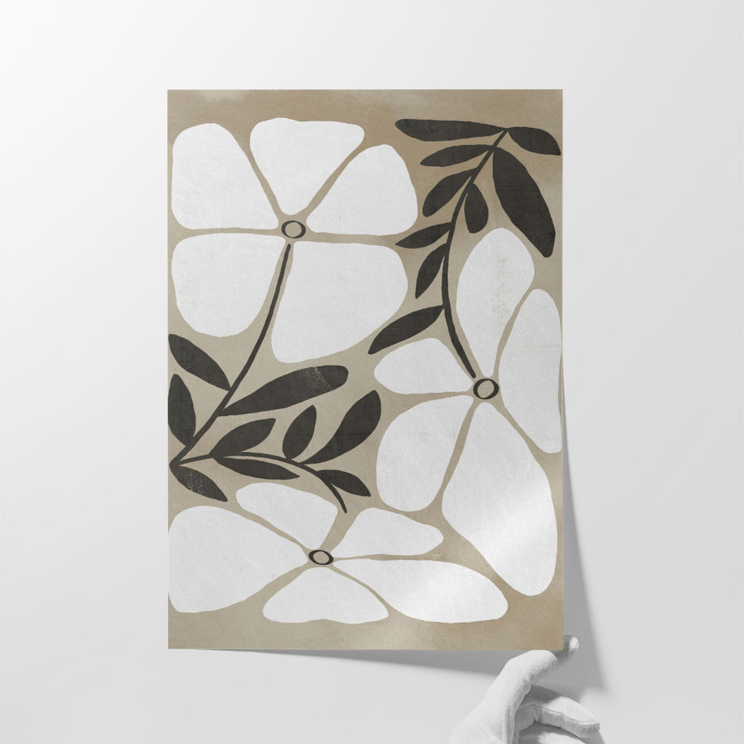 art print – delicate black and white petals