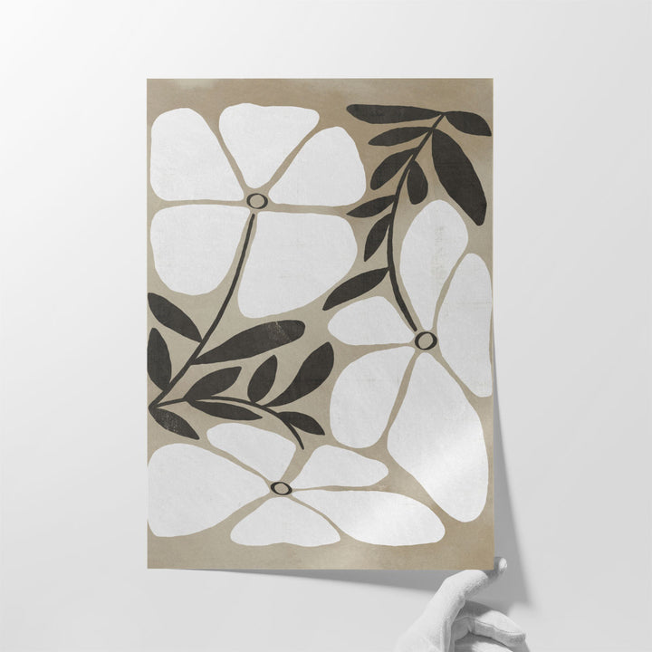 art print – delicate black and white petals