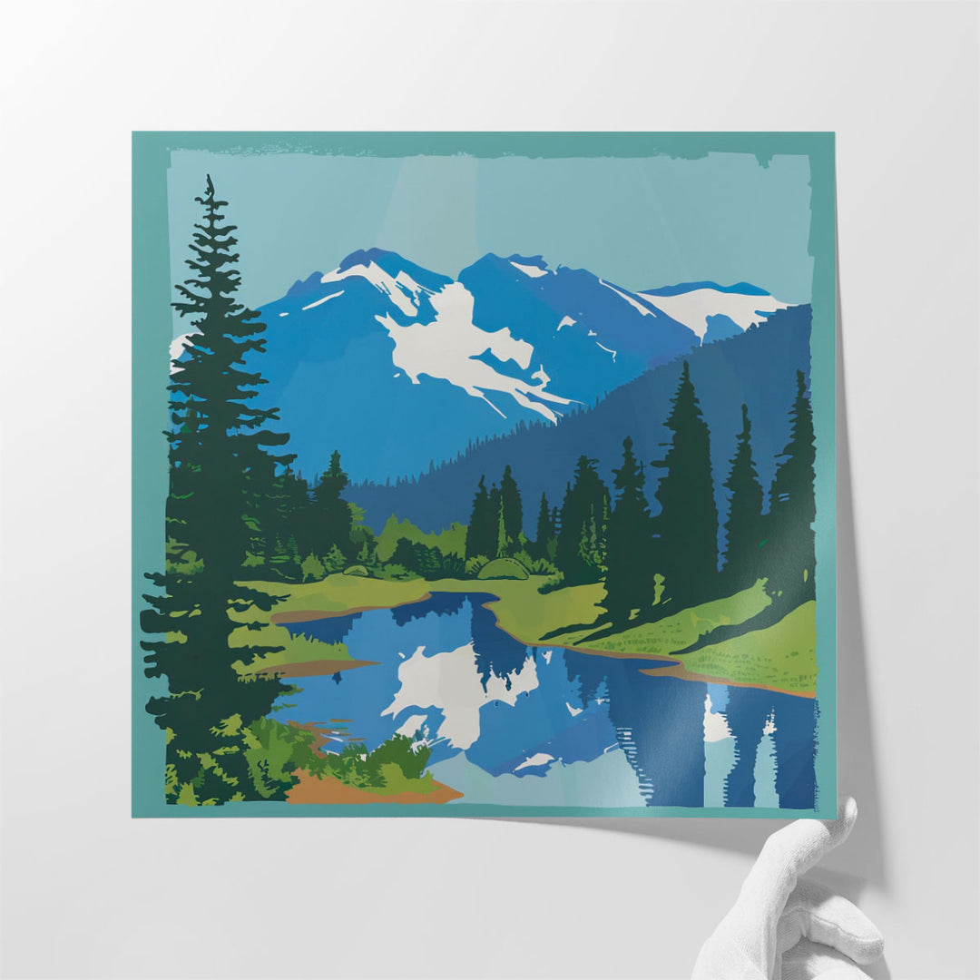 Scenic landscape wall art for bedroom with mountains and trees