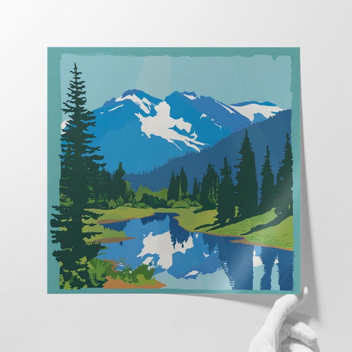 Scenic landscape wall art for bedroom with mountains and trees