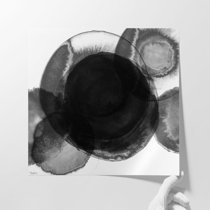 Black Circle Abstract - Canvas Print Wall Art
