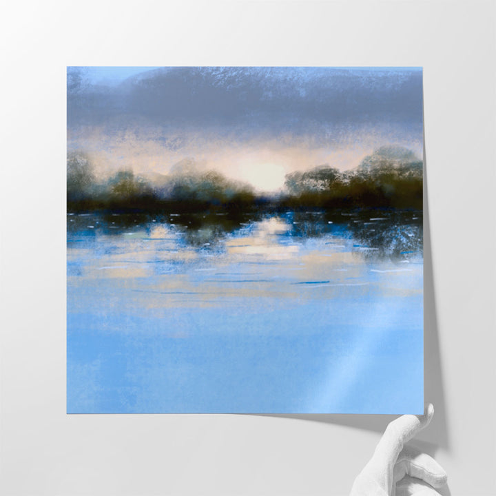 24×24 living room canvas art bold blue tones