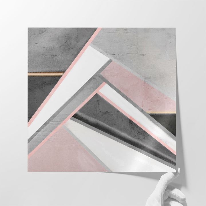 Gray Neutral Geometric Print – modern wall art with layered forms