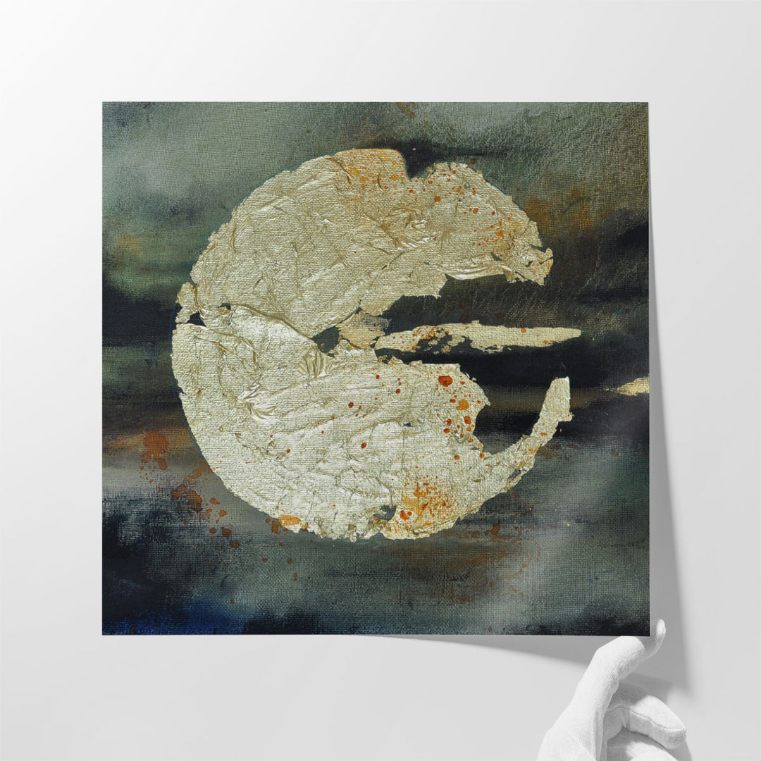 Large living room print in gold and grey