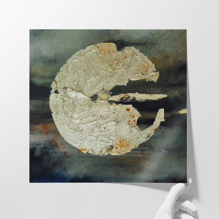 Large living room print in gold and grey