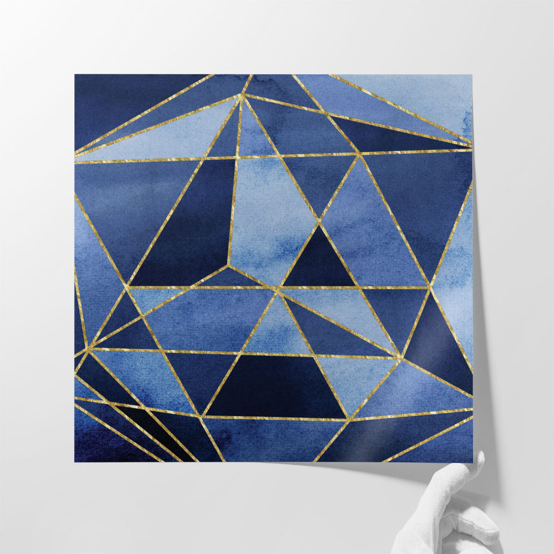 Hallway wall decor with blue tones