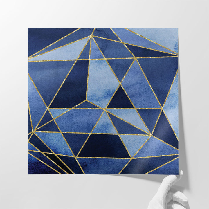 Hallway wall decor with blue tones
