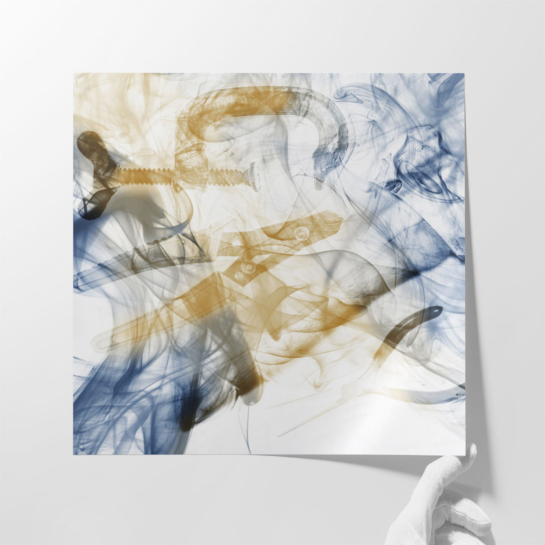 Bedroom prints with abstract blue design