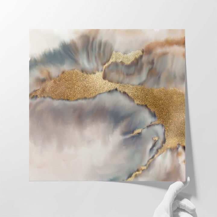 Paintings for bedroom with soft metallic details