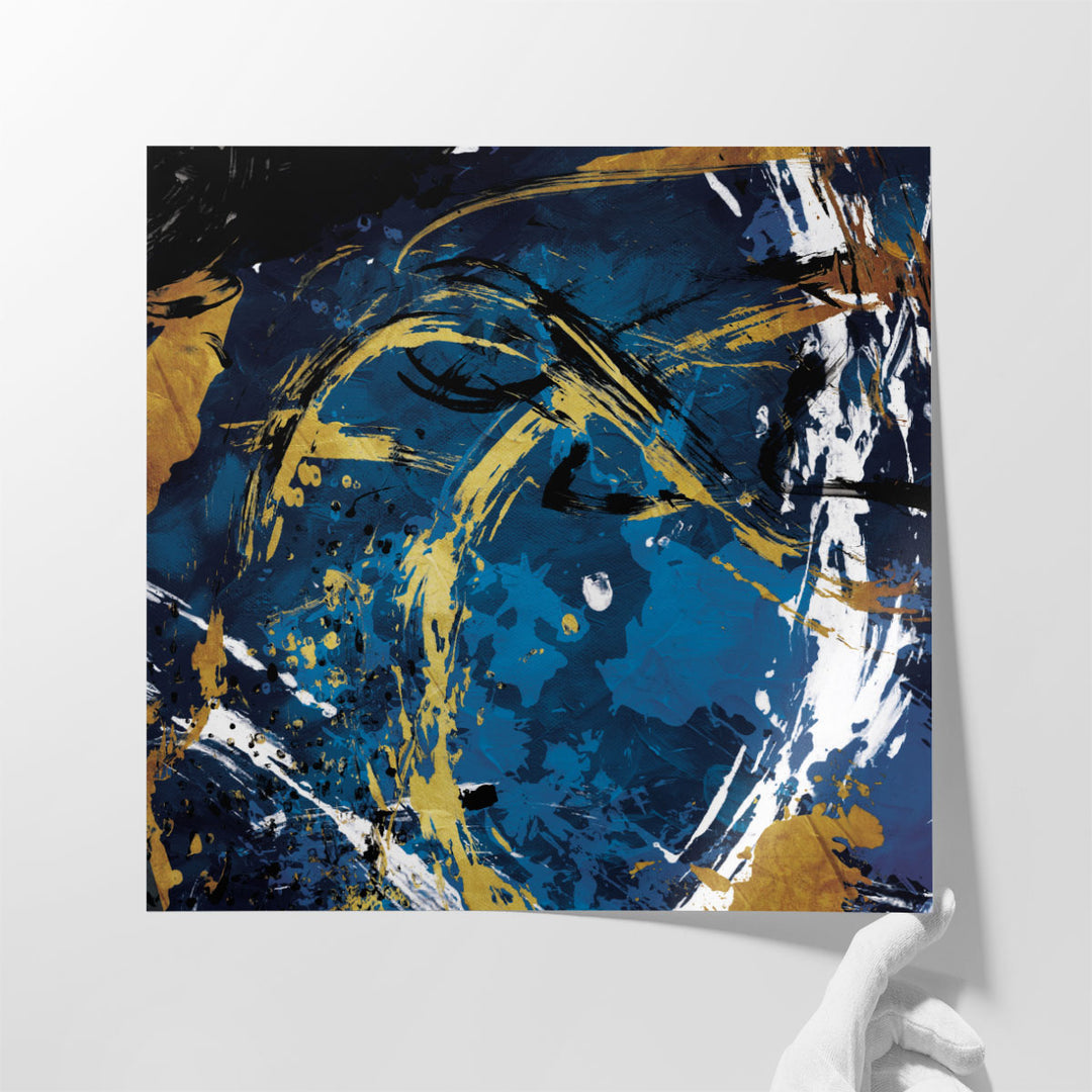 Large Framed Watercolor Painting for Living Room – bold abstract in marble style