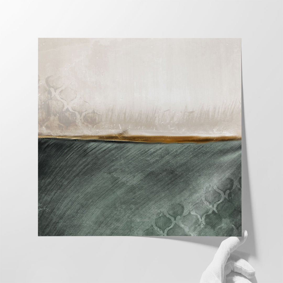 Hallway artwork with minimalist green design