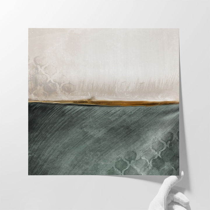 Hallway artwork with minimalist green design