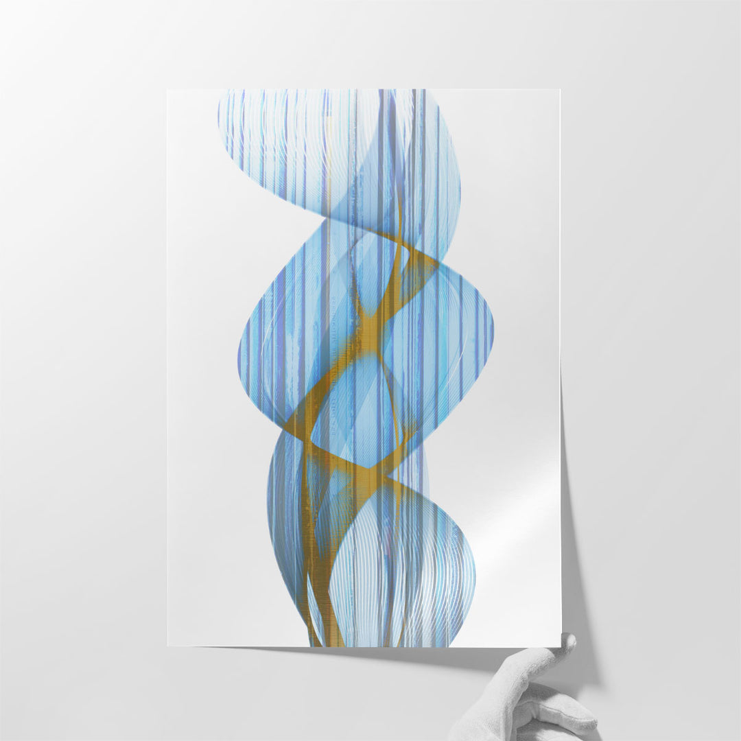 Living room blue white abstract paper print