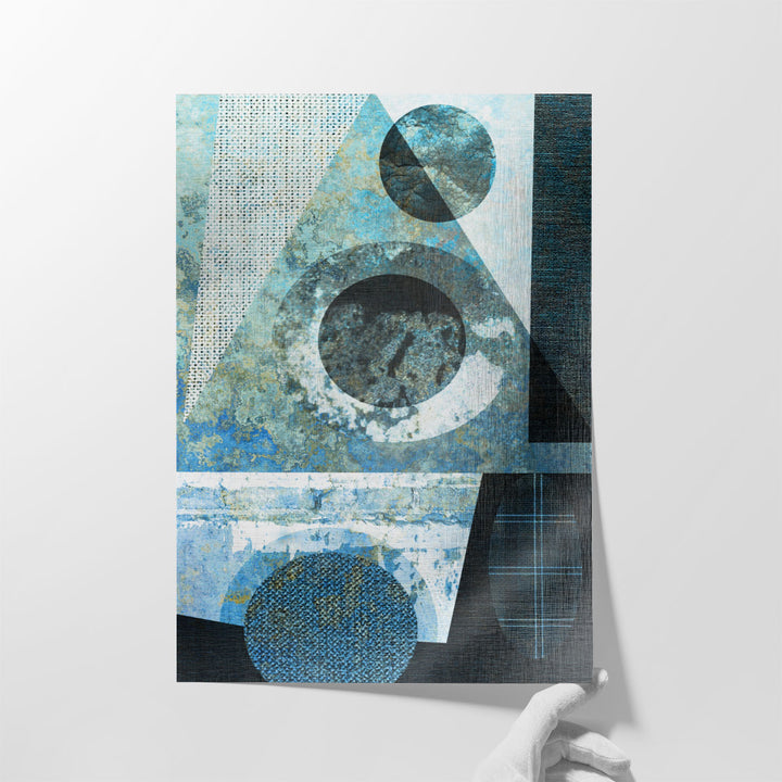 Blue and neutral abstract art print