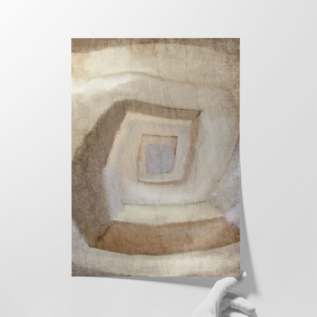 Hallway wall decor with warm neutrals