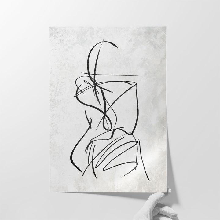 Hallway wall decor with graphic line art