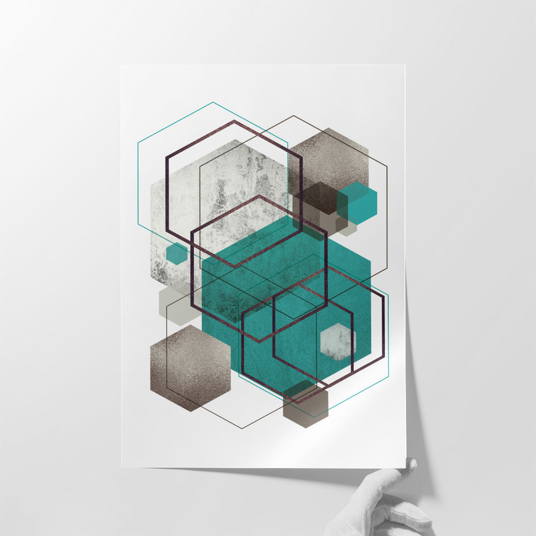 Beige Mint Geometric 2 - Canvas Print Wall Art