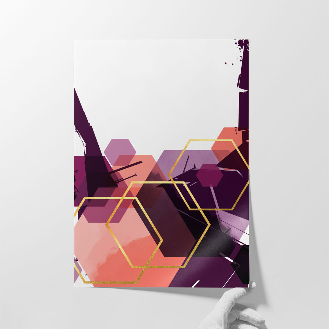 Abstract hallway artwork in bold colors