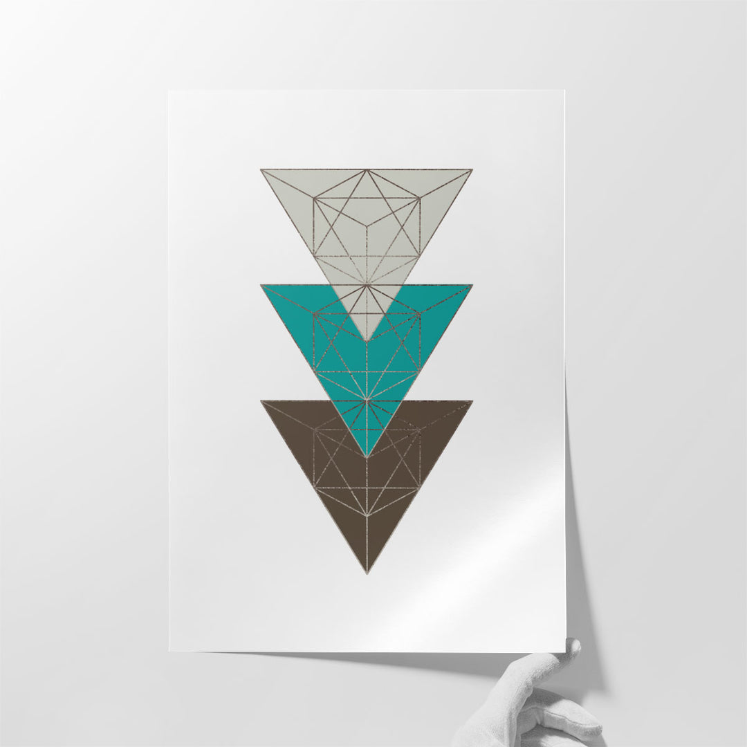 Beige Mint Geometric 3 - Canvas Print Wall Art