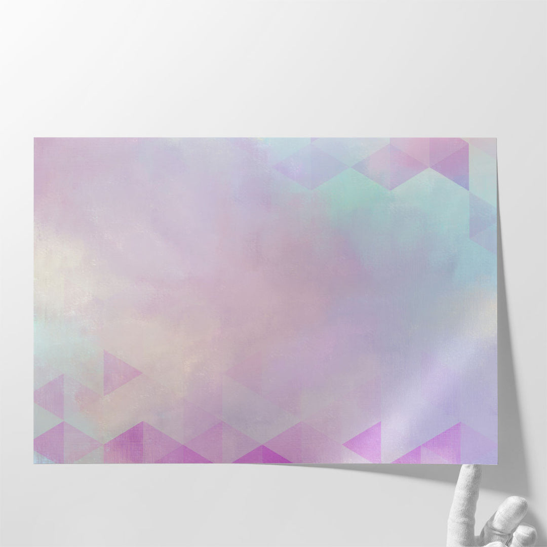 Bedroom artwork with subtle purple lines