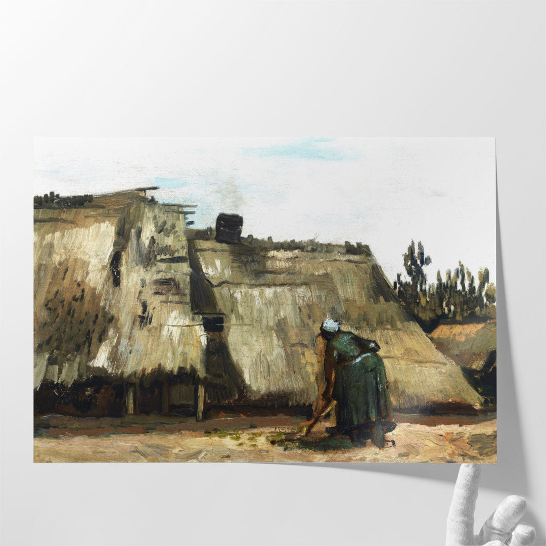 A Peasant Woman Digging in Front of Her Cottage, 1885 - Canvas Print Wall Art