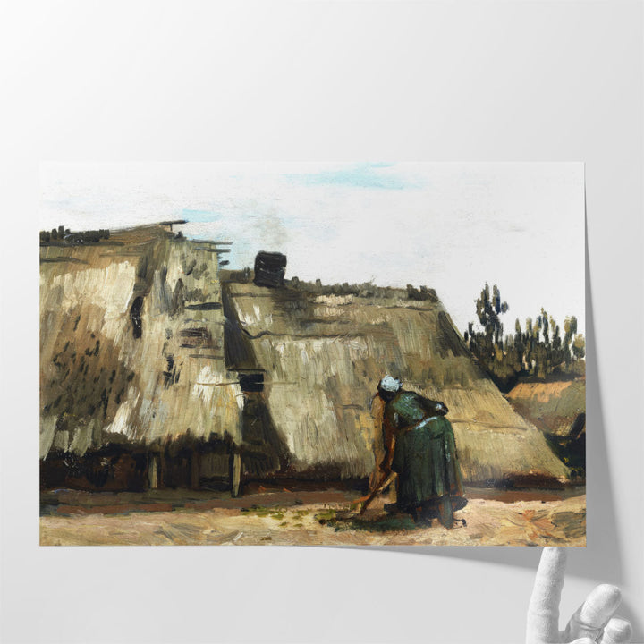 A Peasant Woman Digging in Front of Her Cottage, 1885 - Canvas Print Wall Art