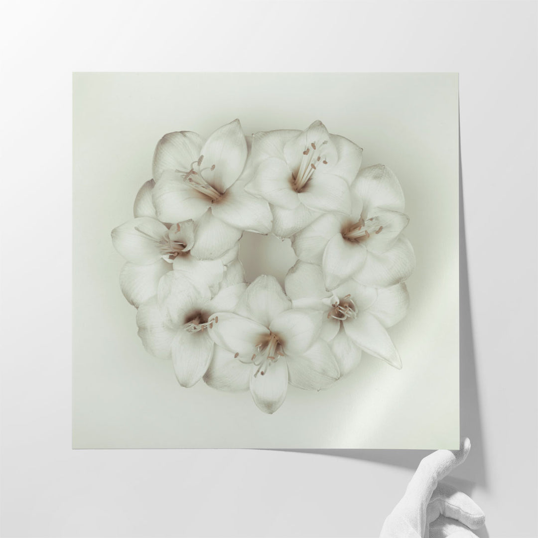 Amaryllis Flower Wreath 1 - Canvas Print Wall Art