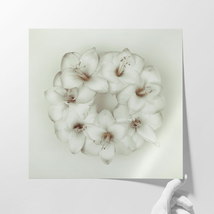 Amaryllis Flower Wreath 1 - Canvas Print Wall Art
