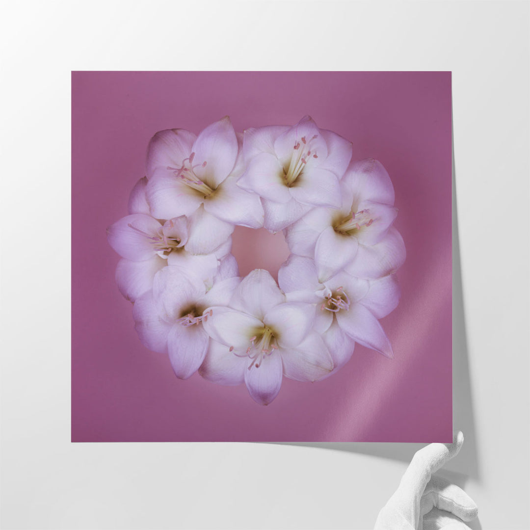 Amaryllis Flower Wreath 2 - Canvas Print Wall Art