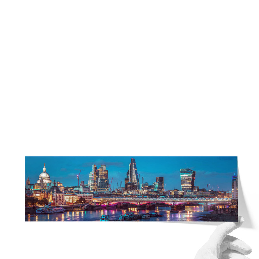 Evening View of Blackfriars Bridge over River Thames 1 - Canvas Print Wall Art
