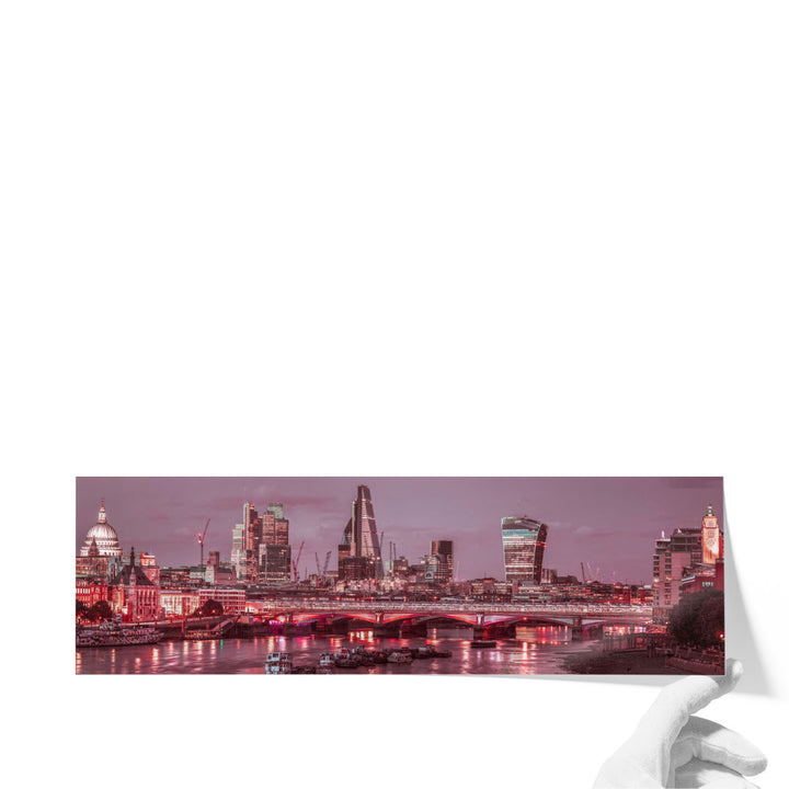 Evening View of Blackfriars Bridge over River Thames 2 - Canvas Print Wall Art