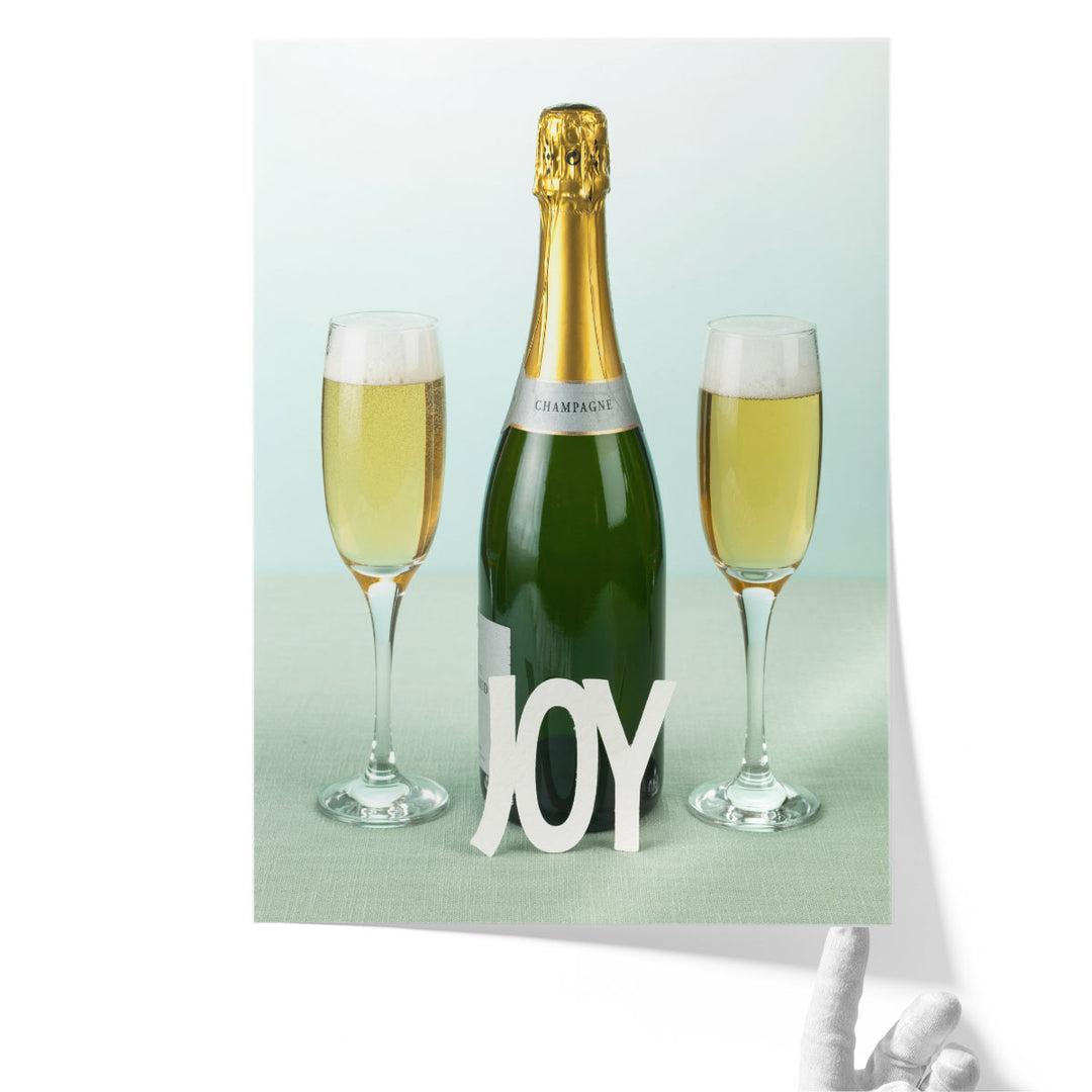 dining room prints – festive “Joy” typography in yellow and green