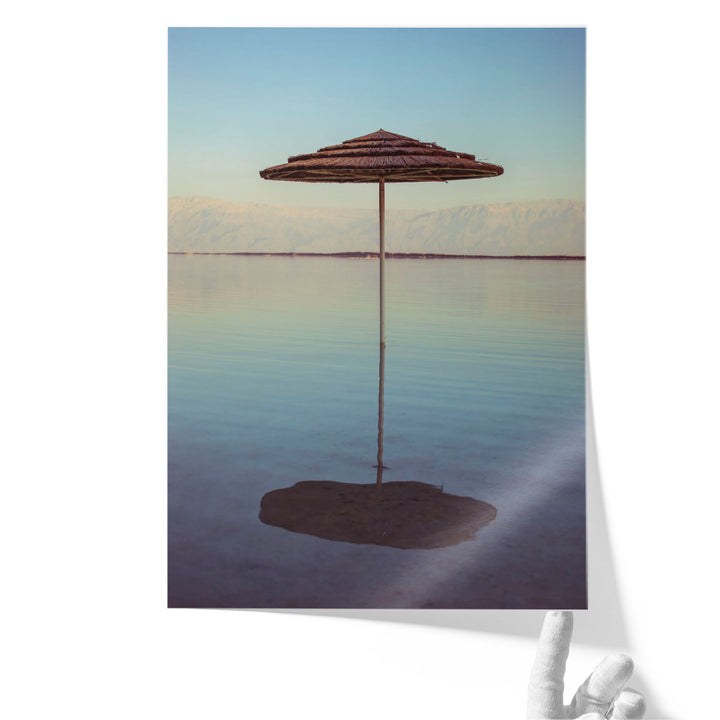 Parasol On The Beach Of Dead Sea, Israel - Canvas Print Wall Art
