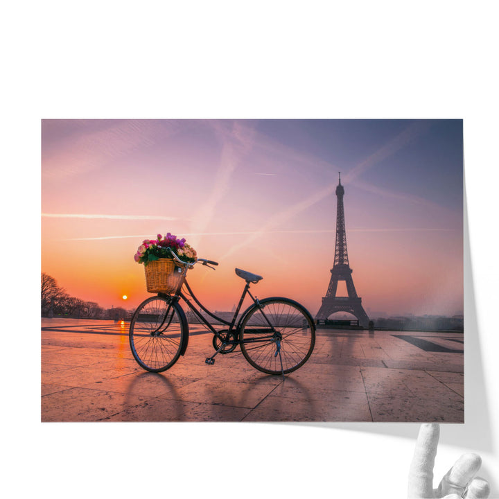 Bicycle With A Basket Of Flowers, Eiffel Tower 2 - Canvas Print Wall Art