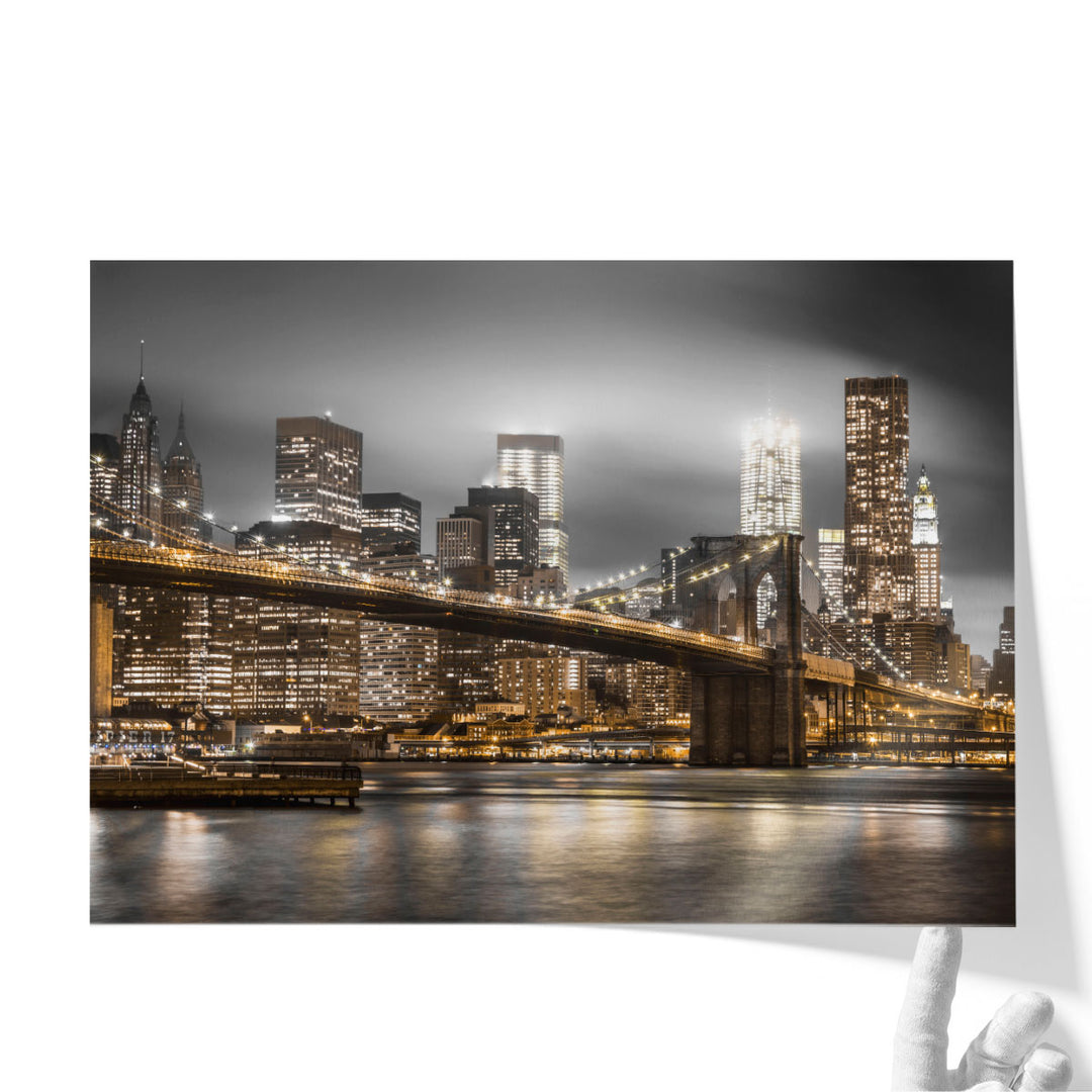Brooklyn Bridge In Evening, New York - Canvas Print Wall Art