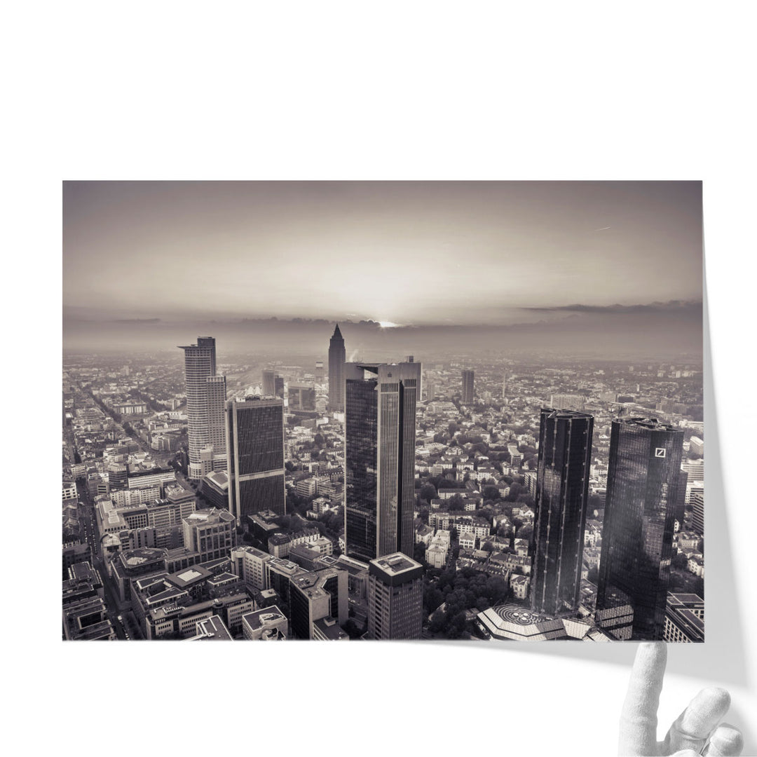 City Skyline At Dusk, Frankfurt, Germany 1 - Canvas Print Wall Art