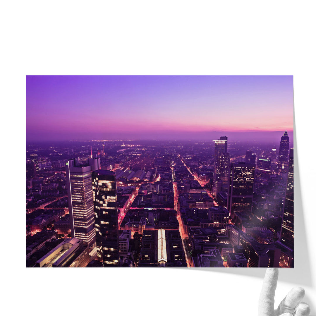 City Skyline At Dusk, Frankfurt, Germany 2 - Canvas Print Wall Art