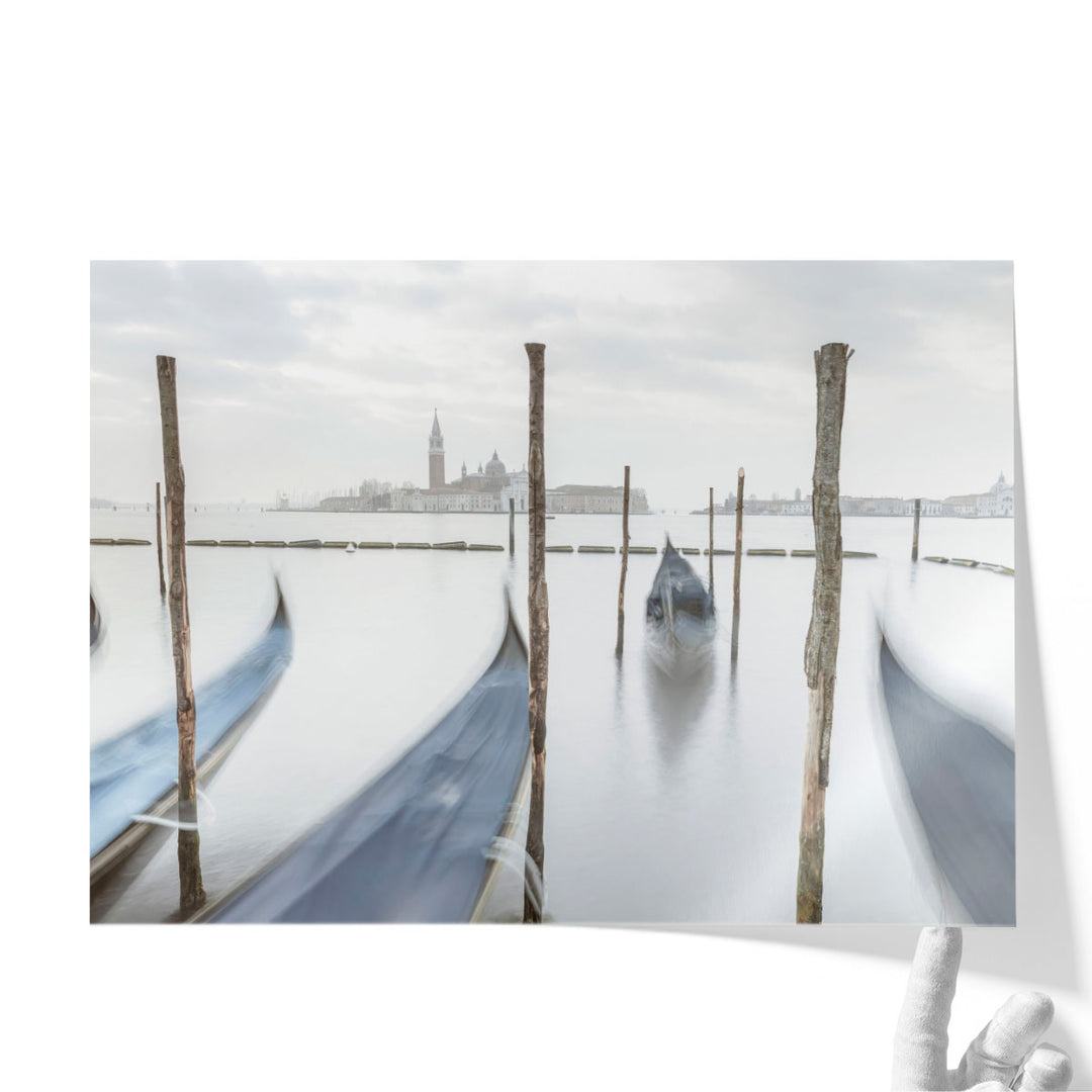 Gondolas In Lagoon, Venice, Italy - Canvas Print Wall Art