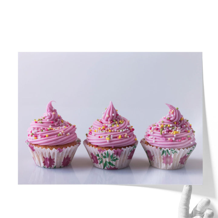 Pink Cup Cakes - Canvas Print Wall Art