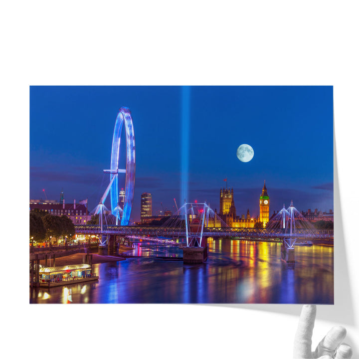 London Eye, Golden Jubilee Bridge And Westminster, London 1 - Canvas Print Wall Art
