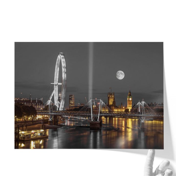 London Eye, Golden Jubilee Bridge And Westminster, London 2 - Canvas Print Wall Art
